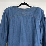 Vintage Denim Shirt Womens 1X Western Studded Button Up Overcoat Ranch Prairie Blue Photo 7