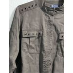 Democracy  brown riveted bomber shirt Sz M button down Photo 2