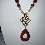 Necklace Vintage Boho Gemstone Carnelian And Gold Tone Toggle Closure Necklace‎ Photo 1