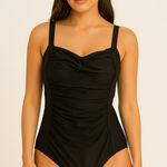 Ekouaer  Women's One Piece Swimsuit Size XS Black Ruched‎ Tummy Control Classic Photo 0