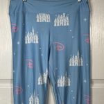 Walt Disney World Sz L Butter Soft Leggings Blue White Castle Print Photo 5