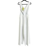 Alythea Pleated Front Open Crisscross Back Wide Leg Jumpsuit White Womens Size M Photo 2