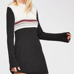 Free People Colorblock Sweater Dress Medium Knit Neutral Black Linen Cotton Photo 0