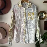 Aura  floral colorblock button down‎ shirt linen blend Women’s SIZE SMALL new Photo 1
