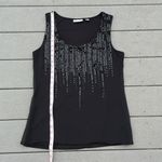 NY & CO Sequin Front Sleeveless Top | NY&CO Sequin Shirt Black Size M Photo 7