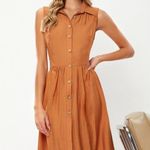 SheIn Rust Cutout Waist Button Sundress Photo 0