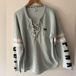 PINK - Victoria's Secret Pink by Victoria’s Secret Light Blue Tie Up Sporty Crewneck Photo 0