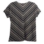 Andrea Jovine  Tan Black Chevron V-neck Striped Linen Blend Neutral Size Small Photo 1