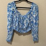 Faithfull the Brand  Smocked Willow Cropped Top in Blue Roos Tie Dye, Size S (4) Photo 7