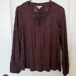 Frye Lace Up Top Sz XSmall Long Sleeve Crinkle Boho Renaissance Festival Peasant Photo 0