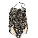 Liz Claiborne  Black and Cream Patterned One-Piece Swimsuit Photo 1