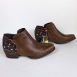 ROPER Brown Sedona Ankle Boots Aztec Heel Snip Toe Faux Leather Women's 11 Photo 2