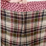 Anthropologie Plaid Floral Waistband Wide Leg Pants Pink/Brown Size 10 Cotton Photo 3