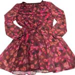Steve Madden Dress Womens Small Pink Floral Kara Mini Puff Sleeve Photo 1