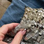 American Vintage Vintage 70s Sequin Beaded Gold Silver Butterfly Sleeve Blouse Top Size Medium Photo 11