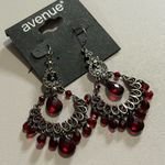 NWT Avenue Crimson and Silver Drop Earrings Red Photo 0