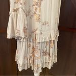Free People 🌴 Beige Brown Orange Floral Dress With Ruffled Bottom & Sleeve… Photo 1