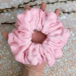Large Pink Minky Dots Pink Scrunchie Hair tie Hair Accessories Photo 1