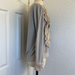 Dream Scene wild turkey bourbon lace trim sweatshirt Tan Size L Photo 9