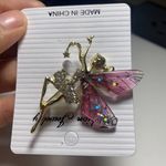 Cute New B.J. Golden Crystal Fairy Angel With Sparkly Acrylic Wings Pin Brooch Multiple Photo 5