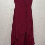Lulus Lulu’s Pour the Champagne Burgundy Ruffled Backless Maxi dress Photo 0