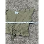 Princess Polly  jamison reid crop top khaki green tie front plunge neck ruffle 8 Photo 7