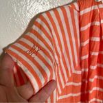 New York & Co. Hooded T-Shirt Coral White Stripes Photo 5