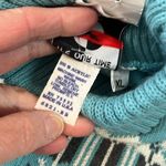 it's our time Women’s Vintage 80s Blue and Black Nordic Patterned Turtleneck Sweater new NWT Photo 4