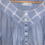 Eileen West Nighthown Cotton Embroidered Sleeveless Classic Trad Wife Blue L Size L Photo 3
