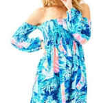 Lilly Pulitzer Sparkling Blue Hey Bay Bay Sailboats Trina Beach Dress Small Photo 0