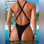 Kaei&Shi One Piece Swimsuit Women Cut Out Criss Cross Thong Monokini Black M Size M Photo 3