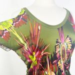 Jean Paul Gaultier Soleil Women’s Small Green Floral Printed Cold Shoulder Top Photo 3