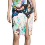 Black Halo Yara Cocktail Dress One Shoulder Colorful Abstract Print Size 4 Photo 0