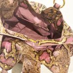 Big Buddha  Pink Faux Leather Snakeskin Print Large Hobo Bag Gold Hardware Photo 3