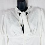 Alexis  Lindon White Jacquard Shirt Mini Dress Long Sleeve Cocktail Bridal Large Photo 5