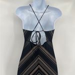 Y2K Chevron Stripe Maxi Dress Sz S Babydoll Boho ResortWear 70s Strappy Black Photo 7