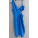 BCBGMAXAZRIA Blue One Shoulder Side Cutout Dress Size 0 Homecoming Glam NEW $348 Photo 6
