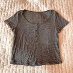 American Eagle Ribbed Striped Henley Tee Size Small Photo 0