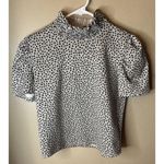 ZARA  Animal Print High Neck Short Sleeves Blouse Top M Photo 9