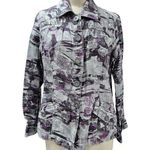 Chico's  100% Linen Shirt-jack Metallic Silver/Purple Sz 1 S/M NWOT Photo 0