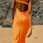 ZARA dress maxi midi hot orange satin effect wedding party cocktail Photo 9