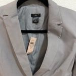 Ann Taylor The Petite One Button Size 0P Peplum Cropped Light Gray Blazer Jacket Photo 2