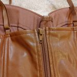 Rue 21 Size Medium M Brown Cropped Zipper Faux Leather NWT New Festival Party Photo 3