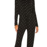 Revolve NWT Plush Heart Print Pajama Set Waffle Knit Women's Black Size Small Photo 0