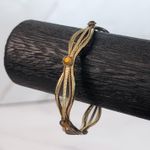 Vintage Bracelet / Bangle Elegant Gold Tone & Amber Tone Gems Photo 0