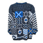VINTAGE Authentic Renaissance Knitwear Fair Isle Sweater Black White Blue Unisex Photo 1