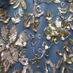 Mac Duggal  5717 Womens Blue Embellished Butterfly Sleeve High Neck Gown Photo 9