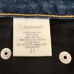 CARMAR Distressed Denim Mini skirt Size 23 Medium wash Raw hem 100% Cotton Blue Photo 4