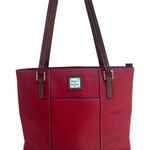 Dooney & Bourke  Red Lexington Pebbled Leather Tote Bag | Brown Handles Photo 0