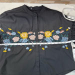 TINSEL cotton black crop button down shirt floral embroidered Sz M Size M Photo 7